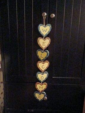 Welcome Heart Hanging Wall Hook - Blue and Brown